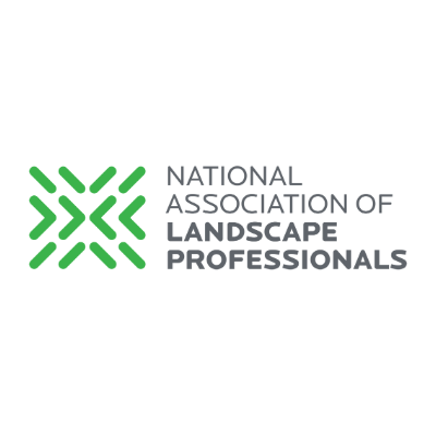 Logo of the National Association of Landscape Professionals with green geometric shapes and gray text on a white background.